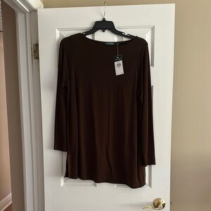 Lauren Ralph Lauren Brown Relaxed Tunic Sweater